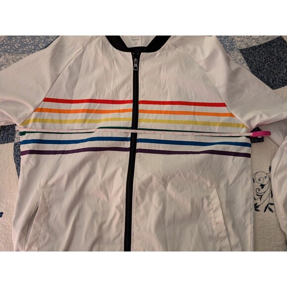 Harlow And Lloyd Mens Rainbow Striped Pride Bomber Jacket Size XXL - Picture 9 of 12